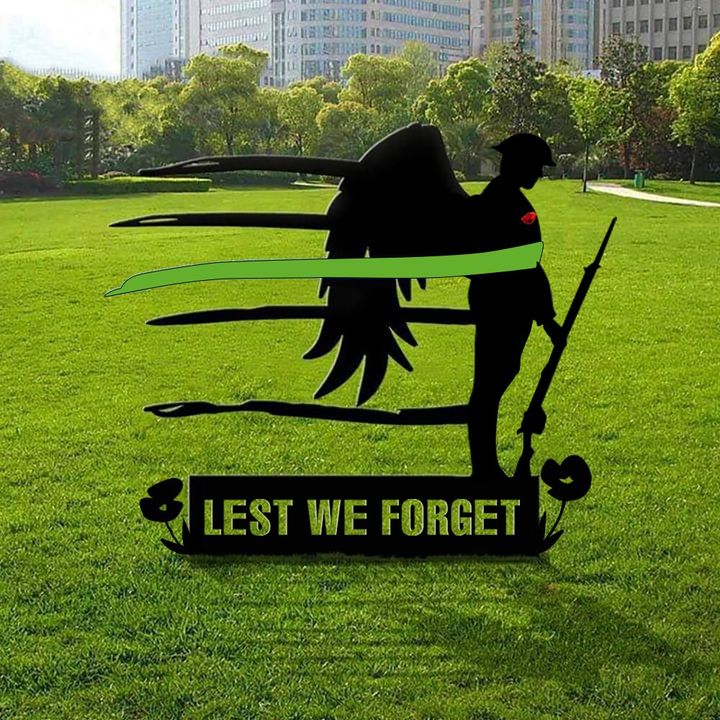 Thin Green Line Lest We Forget Yard Sign Remembrance Fallen Soldiers Military Outdoor Sign