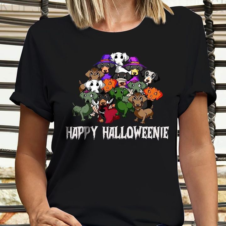 Dachshund Custom Happy Halloweenie Shirt Dog Lover Cute Halloween Shirt Womens Apparel