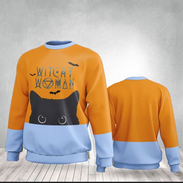 Witchy Woman Sweatshirt Cute Cat Sweatshirt Cute Halloween Gifts For Girlfriend