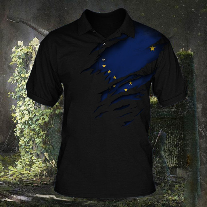 Alaska Polo Shirt For Men Patriotic Flag Alaska Clothing Clothing Golf Shirt Best Gift Ideas
