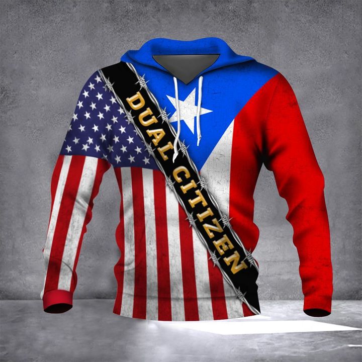 Puerto Rico Hoodie Dual Citizen American Puerto Rican Flag Hoodie Mens Patriotic