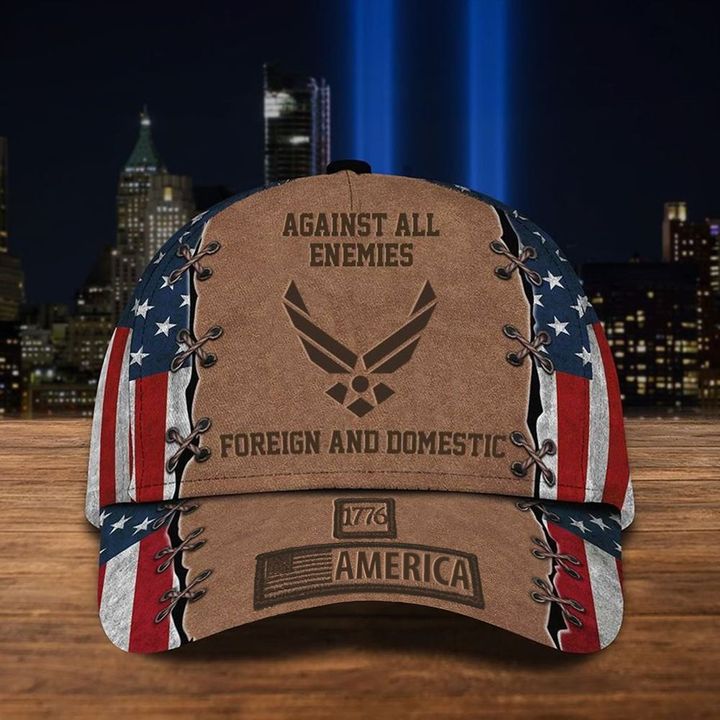 Air Force Against All Enemies Foreign And Domestic 1776 America Hat