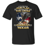 Texas Stand For Our Flag Kneel For The Cross T-Shirt Eagle American With Texas Flag For Patriot