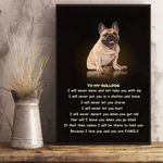 To My Bulldog You're My Family Poster Print Art With Sentimental Quote For Bulldog Owne