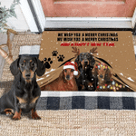 Dachshund Merry Christmas And Happy New Year Doormat Rustic Ornaments Christmas Gifts