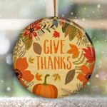 Give Thanks Ornament Vintage Fall Leaves Thanksgiving Ornament, Thank You Gifts