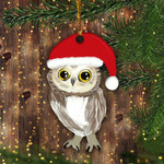 Owl Ornament Funny Owl Wear Santa Hat Unique Christmas Tree Decor