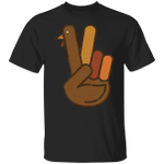 Turkey Peace Sign Hand T-Shirt Thanksgiving V Sign Hand Basic Graphic Tees Gifts For Friends
