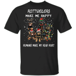 Rottweilers Make Me Happy Humans Make Head Hurt Shirt Christmas Light Snow Gifts For Couples