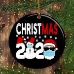 Santa 2020 Christmas Ornament With Mask Funny Ornament For White Christmas Tree Decorating Idea