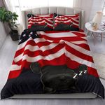Black Cat Sleeping American Flag Bedding Set Patriotic Cute Black Cat Merchandise Gift