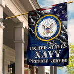 United States Navy Proudly Served Flag Patriotic USN US Navy Veteran Flag Retirement Gift