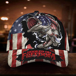 Fish Hooked On Freedom American Flag Cap Patriotic Independence Day Fishing Lover Gift