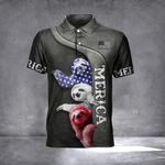 Three Sloths American Flag Polo Shirt Independence Day Fourth Of July Clothing Gift