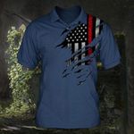 Thin Red Line Polo Shirt Navy Red Line Apparel Honor Firefighter Gift For Him