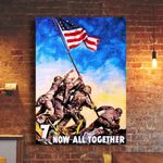 Iwo Jima 7Th War Loan Now All Together Poster Patriotic Independence Day Home Wall Decor