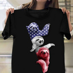 Three Sloths American Shirt Patriotic Cute Sloth Clothing Fourth Of July Gift For Him Her