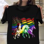 LGBT Shirt Gay Horse American Flag Independence Day Shirt Gay Pride Gifts For Friends