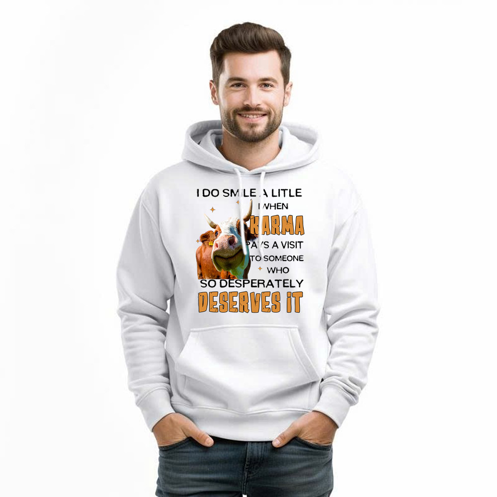 I Do Smile A Litlle When Karma Pays A Visit Shirt Funny Cow Graphic Hoodie Gift For Guys Basgiathsweatshirts - Image 5