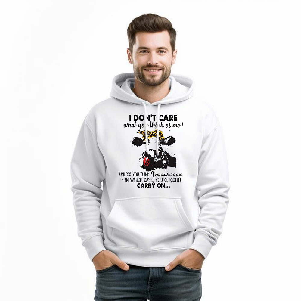 I Don't Care What You Think Of Me Shirt Funny Cow Female Hoodie Gift For Ranchers Basgiathsweatshirts - Image 4