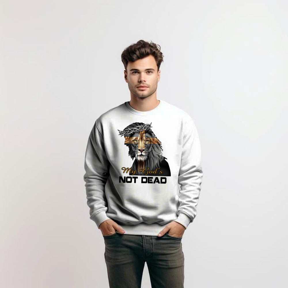 Lion Jesus My God's Not Dead Sweatshirt Faith Mens Christian Clothing Gifts For Him Basgiathsweatshirts - Image 3