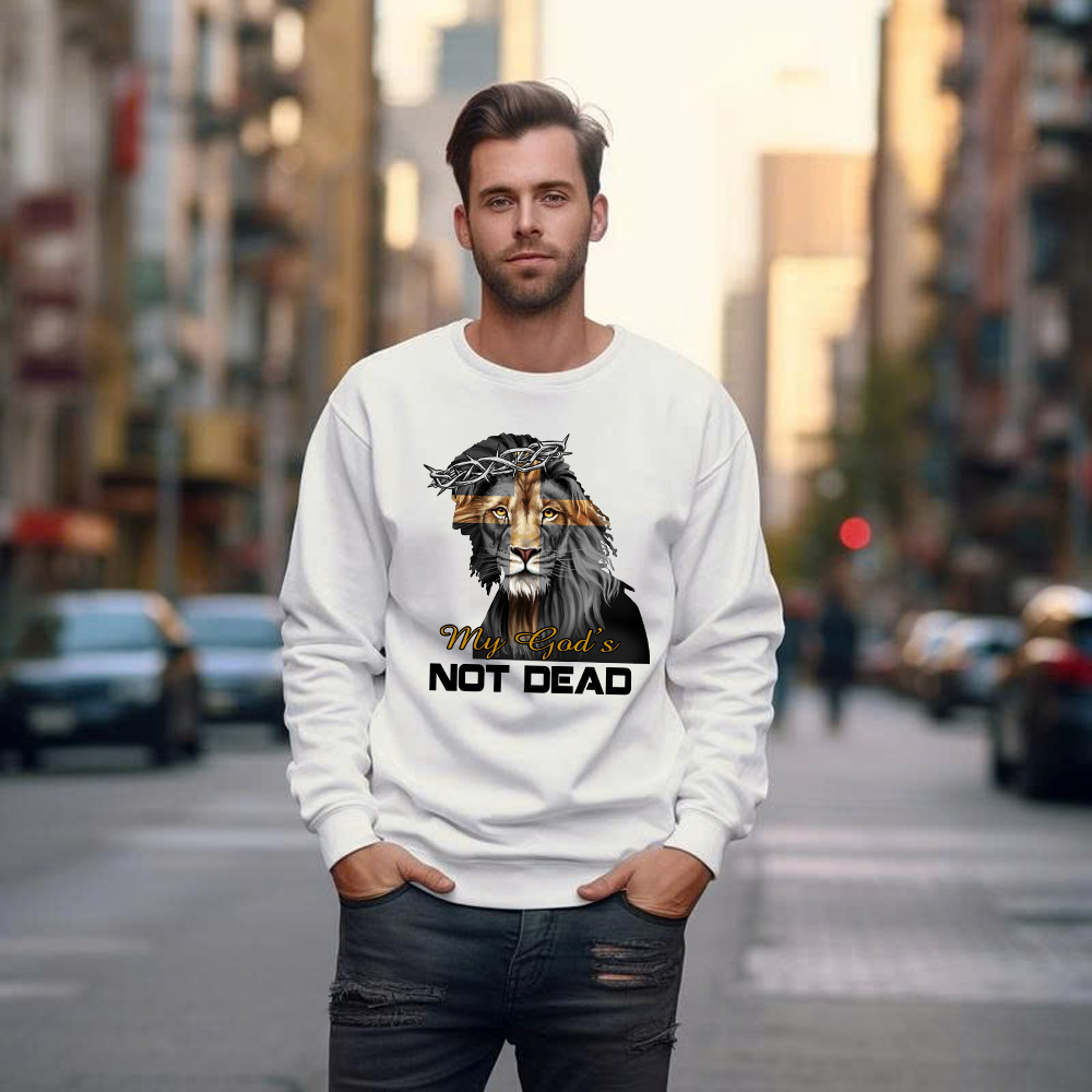 Lion Jesus My God's Not Dead Sweatshirt Faith Mens Christian Clothing Gifts For Him Basgiathsweatshirts - Image 2