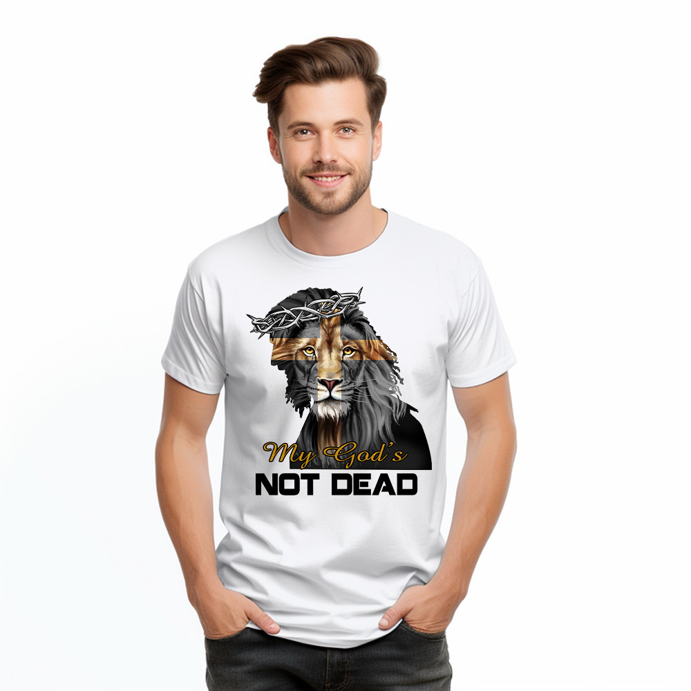 Lion Jesus My God's Not Dead T-Shirt Faith Mens Christian Clothing Gifts For Him Basgiathsweatshirts - Image 3