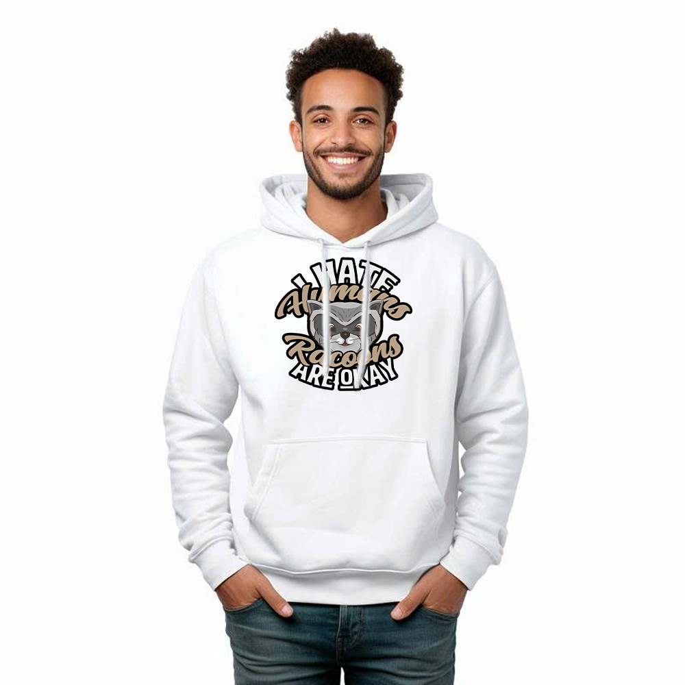 I Hate Human Racoons Are Okay Hoodie Funny Sayings Themed Gifts For Raccoon Lovers Basgiathsweatshirts - Image 2