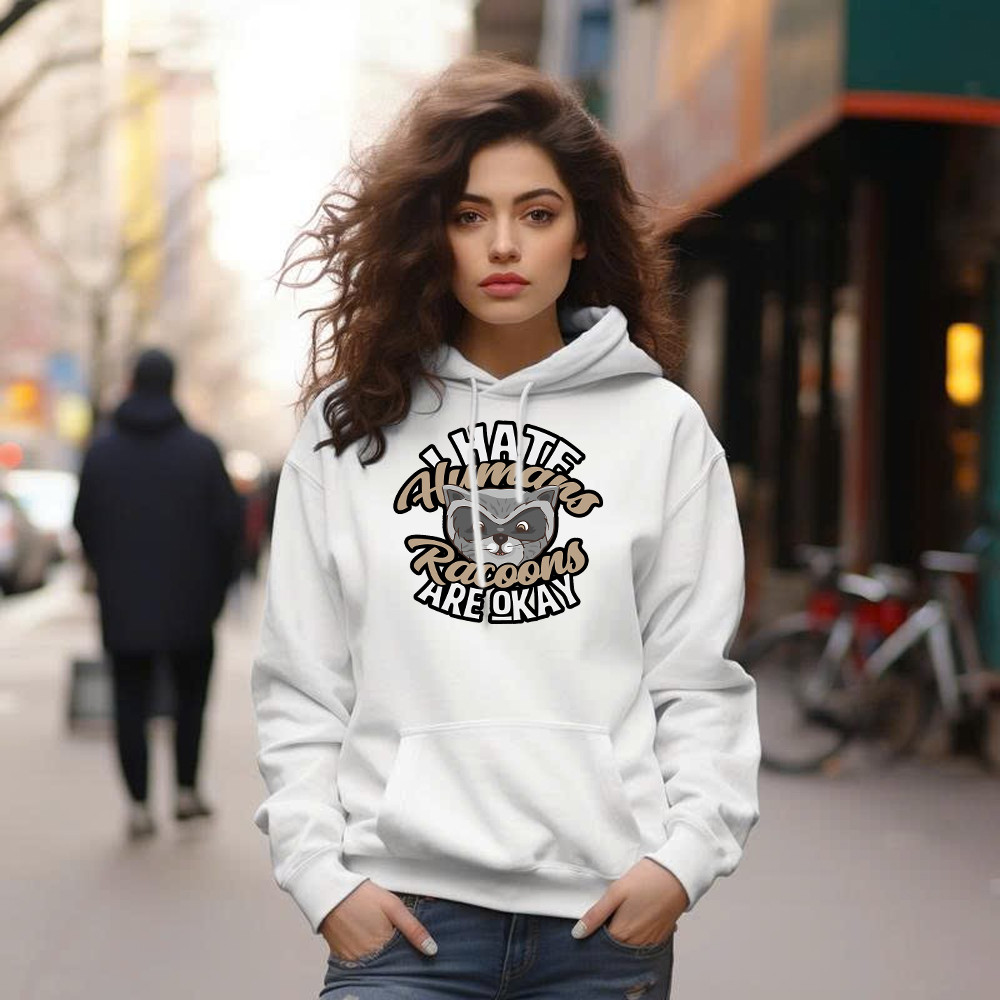 I Hate Human Racoons Are Okay Hoodie Funny Sayings Themed Gifts For Raccoon Lovers Basgiathsweatshirts - Image 3