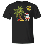 Tropical Christmas Shirt Santa Claus Funny Cute Christmas T-Shirt Xmas Gift For BF GF