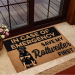 In Case Of Emergence Save My Rottweiler First Doormat Home Decor Funny Doormats For Dog Lovers