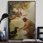 Rottweiler And Jesus Christ Poster Vintage Religious Easter Poster Wall Decor For Dog Owner