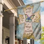 Christian Cross With God All Things Are Possible Flag Christian Office Decor Idea