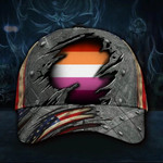 Lesbian Flag 3D Hat Print Vintage USA Cap LGBT Les Pride Flag Lesbian Merch Gift For Her
