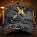 Cross Christian Hat 3D Vintage Unique USA Flag Cap Patriotic Christian Gift For Men - Pfyshop.com