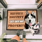 Husky Hippity Hoppity Get Off My Property Doormat Unique Door Mat Gift For Dog Owners