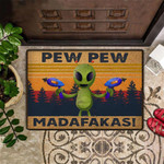 Alien Pew Pew Madafakas Doormat Funny Front Door Mat Humorous Welcome Mat Washable
