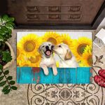 Golden Retriever Puppies Sunflower Doormat Dog Welcome Mat Cute Decorative Doormat Gift - Pfyshop.com