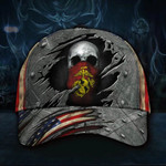 Skull Marine Corps Hat 3D Print Cool Vintage American Flag Cap Unique USMC Hat Gift