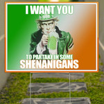 Irish American St Patrick's Day Yard Sign Funny Outdoor Decoration Partake In Some Shenanigans