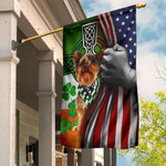 Yorkie Irish Celtic Cross American Flag Shamrock St Patrick's Day Garden Flag Banner