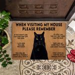 Black Cat When Visiting My House Remember Doormat Funny Cat Front Doormat Sayings Gift