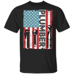 Plumber American Flag T-Shirt Patriotic Plumbing Shirt Designs, Pride Gifts For Plumbers