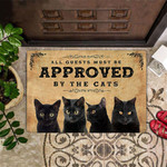 Black Cat Doormat Fun Sayings All Guest Must Be Approved By The Cats Cat Owner Gift