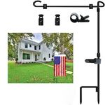 Garden Flag Holder With Flag Stopper and Clip Waterproof Powder-Coated Paint for House Flags