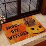 Dachshund Shoes Off Witches Doormat Pumpkin Funny Halloween Welcome Mat Merchandise