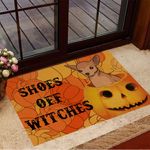 Chihuahua Shoes Off Witches Doormat Pumpkin Funny Halloween Floor Mat For Chihuahua Owners
