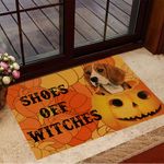 Beagle Shoes Off Witches Doormat Funny Sayings Pumpkin Halloween Merch 2021