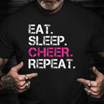 Eat Sleep Cheer Repeat Shirt Vintage Tee Cheerleader Gifts