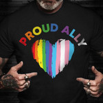 Ally Shirt Proud Ally Heart Graphic LGBTQ T-Shirts Gifts For Gay Best Friend